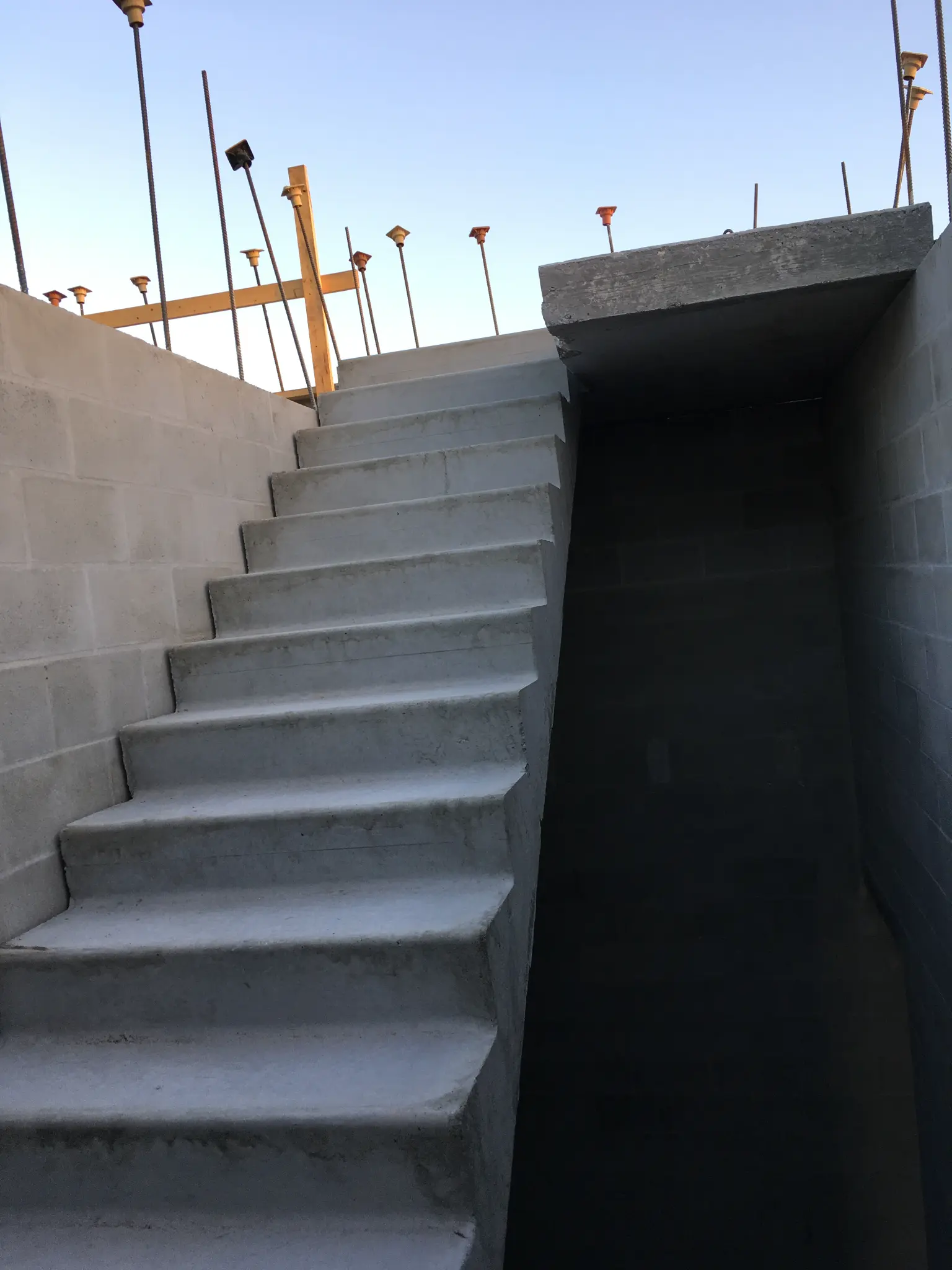 Precast concrete staircase installed in building